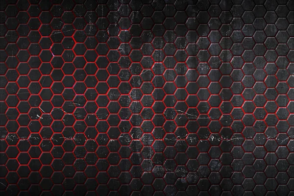 Fekete Piros Hatszög Háttér Valóságos Textúra Illusztráció — Stock Fotó