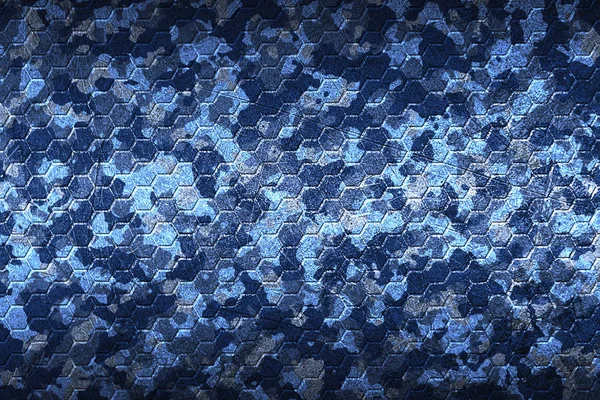 Kék Szürke Álcázás Hatszögletű Minta Blackgrounddal Textúra Illusztráció — Stock Fotó