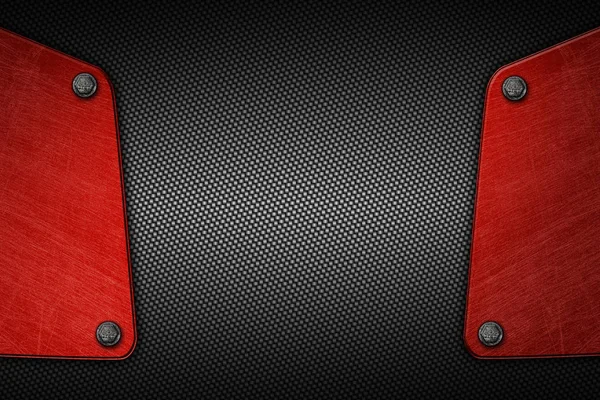red and black metal and carbon fiber mesh. metal background and texture. 3d illustration.