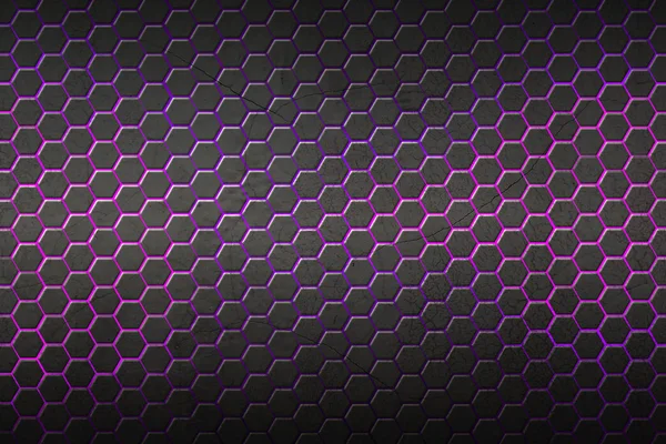 purple and black hexagon background with real texture. 3d illustration.