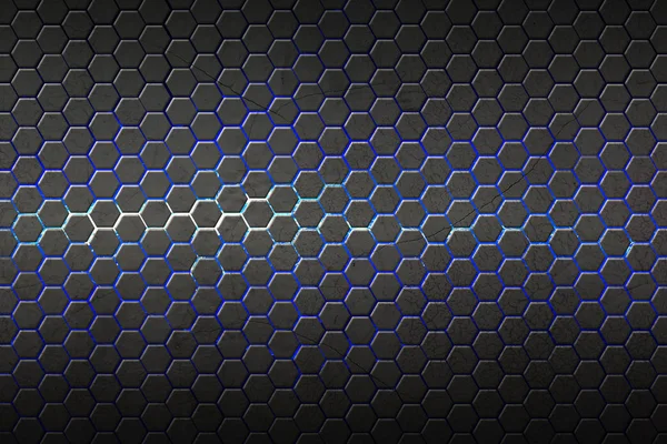 Schwarzer und blauer Sechseck Hintergrund und Textur. — Stockfoto