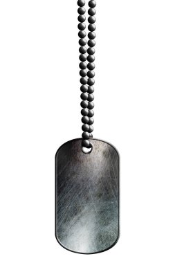 krom metal etiket ve kolye. kırpma yolu ile izole. 3D çizim.