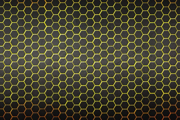 Black and yellow hexagon background and texture. — Stock Photo, Image