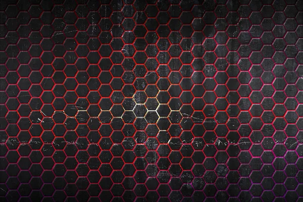 Svarta och röda hexagon bakgrund och textur. — Stockfoto
