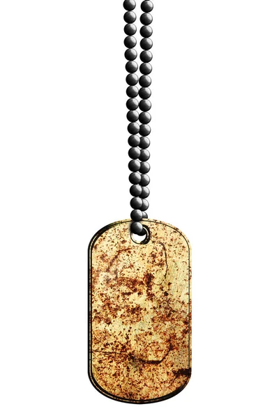 Etiqueta Metal Oxidado Collar Aislado Con Camino Recorte Ilustración —  Fotos de Stock