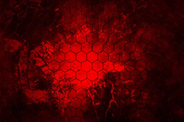 Dark red hexagon background and real texture — Stock Photo, Image