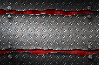 siyah metal afiş Kırmızı Mesh metal plaka. 