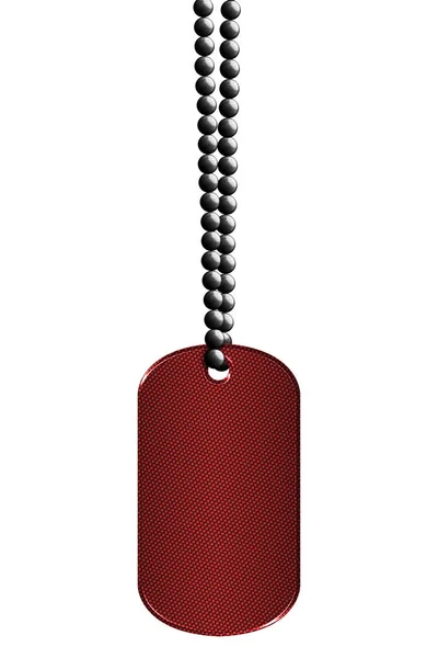 Etiqueta Metal Vermelho Colar Isolado Com Caminho Recorte Ilustração — Fotografia de Stock