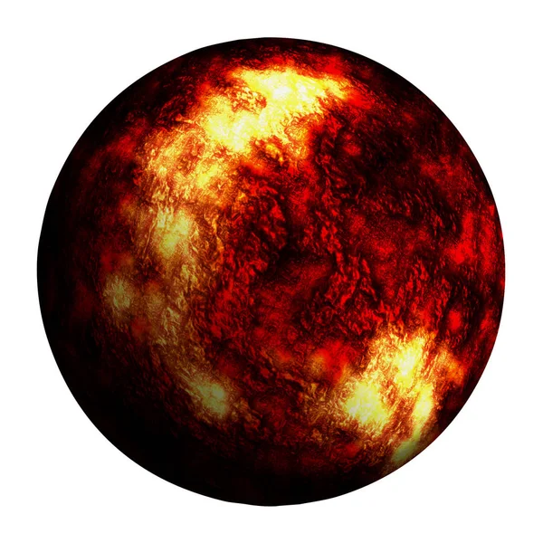 Vermelho queimar planeta isolado e adicionar caminho de recorte — Fotografia de Stock