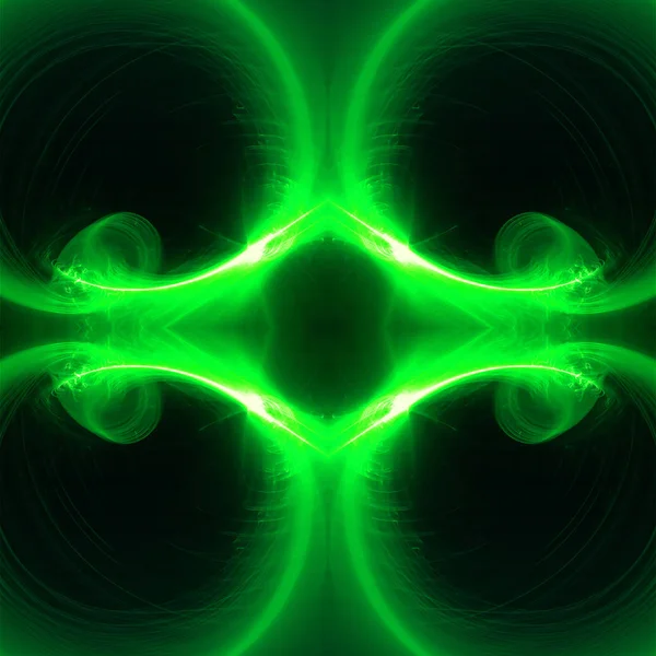 Yeşil dairesel dalga kızdırma. Kaleidoscope aydınlatma efekti. — Stok fotoğraf