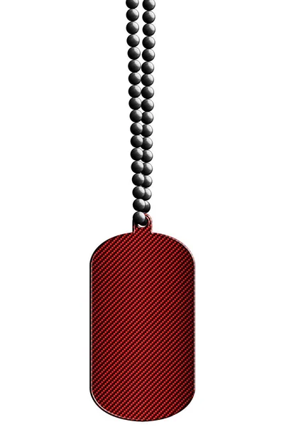 Etiqueta Metal Vermelho Colar Isolado Com Caminho Recorte Ilustração — Fotografia de Stock