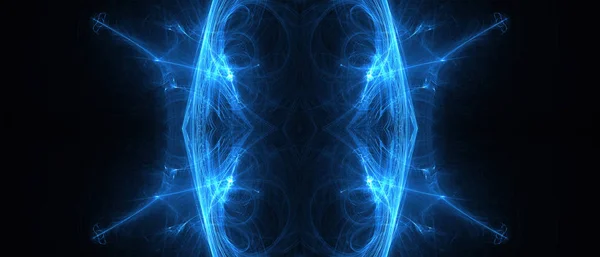 Blauer kreisförmiger Wellenschein. Kaleidoskoplichteffekt. — Stockfoto
