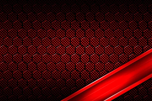 Banner vermelho no hexágono de fibra de carbono vermelho . — Fotografia de Stock