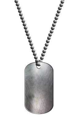 krom metal etiket ve kolye. kırpma yolu ile izole. 3D çizim.