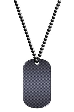 siyah ve krom metal etiket ve kolye. kırpma yolu ile yalıtılmış. 3D çizim.