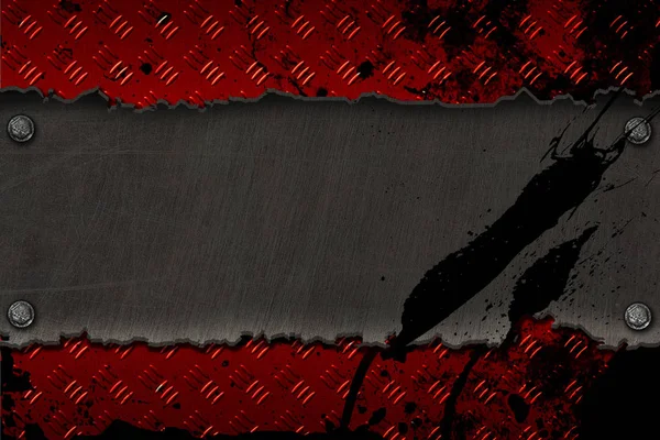 Banner de metal negro en placa de diamante rojo con salpicadura de color negro . — Foto de Stock