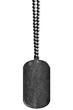siyah metal etiket ve kolye. kırpma yolu ile izole. 3D çizim.