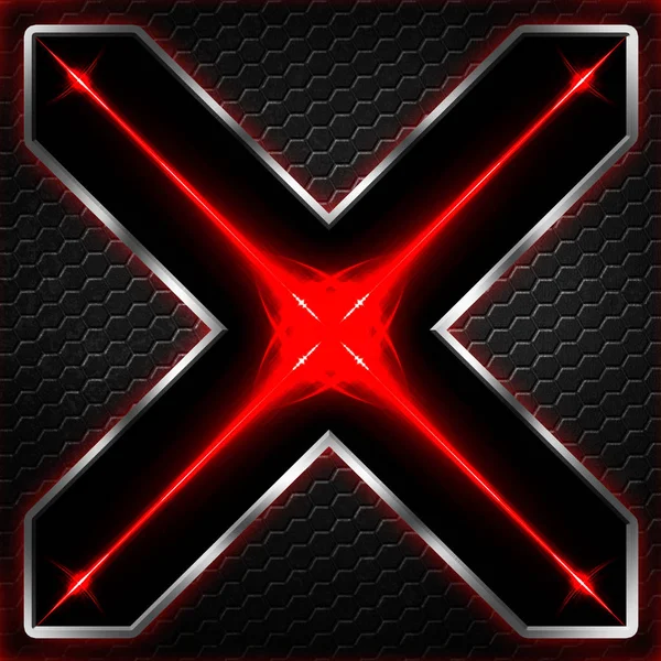Hexagon hitam x frame pada lampu merah dan putih . — Stok Foto