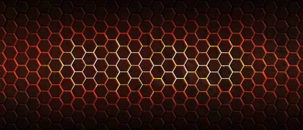 Dark red hexagon background and red light — Stock Photo, Image