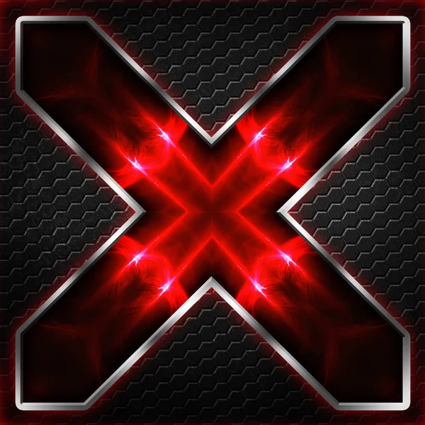 Μαύρο εξάγωνο x πλαίσιο σε κόκκινο και λευκό φως. — Φωτογραφία Αρχείου