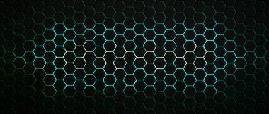 koyu yeşil altıgen arka plan ve mavi ışık 