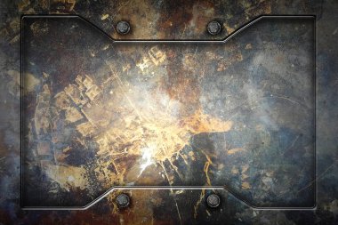 arka plan ve textu için metal çerçeveli metal veya beton duvar