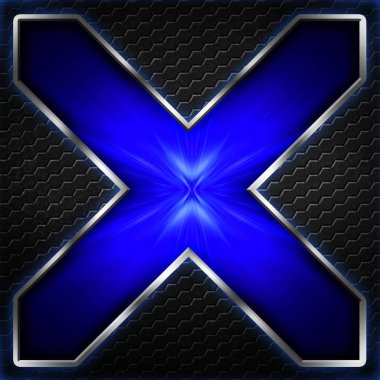 mavi ve beyaz ışık üzerinde siyah altıgen x çerçeve. 