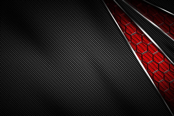 Red and black carbon fiber and chromium frame. — Stock Photo, Image