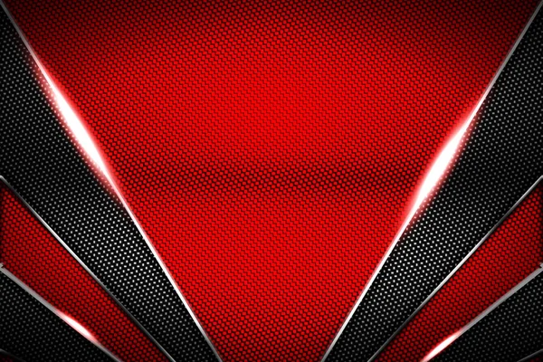 Red and black carbon fiber and chromium frame. — Stock Photo, Image