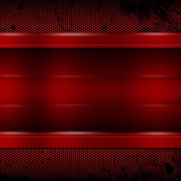 背景とテキスト用の古い赤い金属メッシュの赤い金属板 — ストック写真
