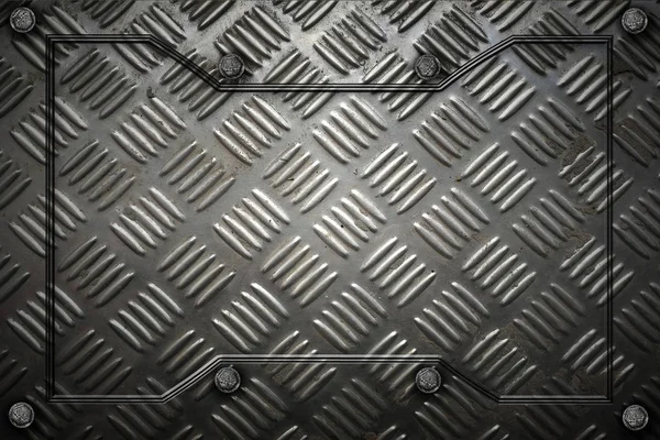 Metall eller betongvägg med metallram för bakgrund och textu — Stockfoto