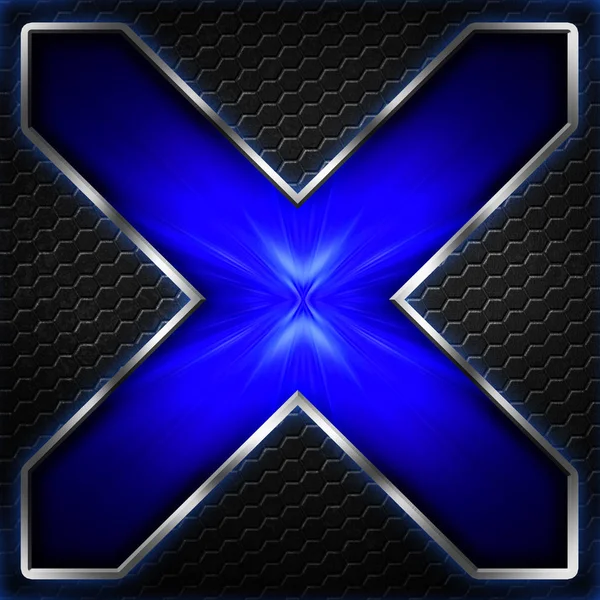 Negru hexagon x cadru pe lumina albastră și albă . — Fotografie, imagine de stoc