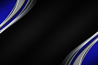 karbon fiber ve eğri krom çerçeve. metal arka plan. 