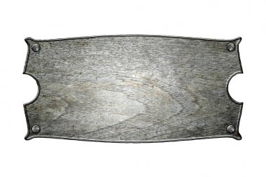 izole beyaz arka plan üzerinde eski ahşap tabela. 