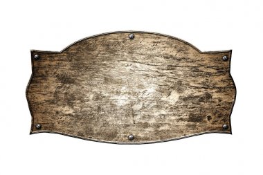 izole beyaz arka plan üzerinde eski ahşap tabela. 