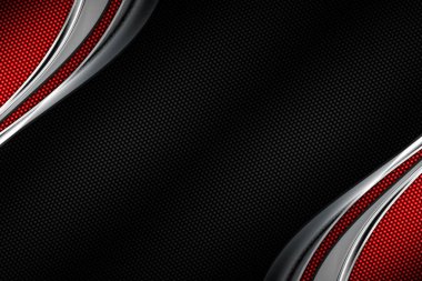 karbon fiber ve eğri krom çerçeve. metal arka plan. 