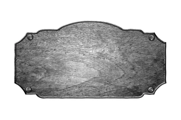 Placa velha do sinal de madeira no fundo branco isolado . — Fotografia de Stock