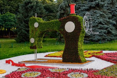 güzel çiçek Dikiş Makinası, iplik yakın çekim heykeli