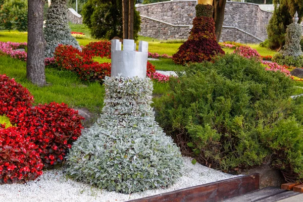 Belle Sculture Fiori Pezzi Scacchi Vicino — Foto Stock