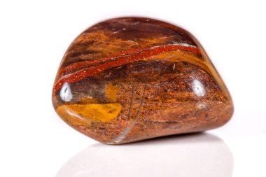 Beyaz bir arka plan üzerinde mineral taş jasper makro yakın çekim