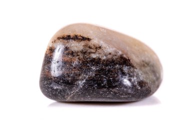 Beyaz bir arka plan üzerinde mineral taş jasper makro yakın çekim