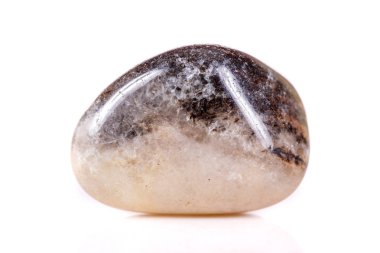 Beyaz bir arka plan üzerinde mineral taş jasper makro yakın çekim