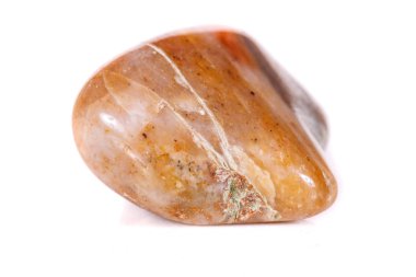 Beyaz bir arka plan üzerinde mineral taş jasper makro yakın çekim