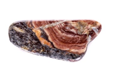 Beyaz bir arka plan üzerinde mineral taş jasper makro yakın çekim