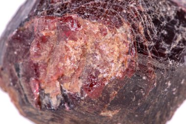 Beyaz zemin üzerinde bir mineral Lal Taşı makro yakın çekim