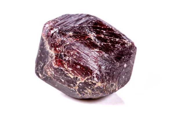 Makro Mineral Granat Kamień Białym Tle Bliska — Zdjęcie stockowe