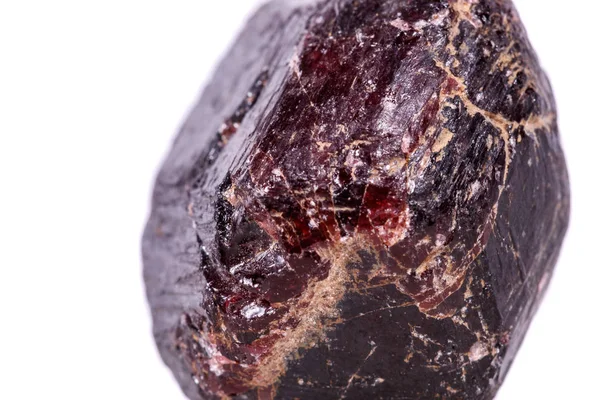 Makro Mineral Granat Kamień Białym Tle Bliska — Zdjęcie stockowe