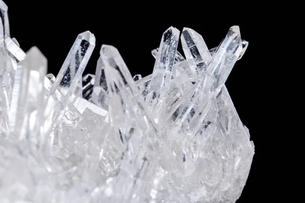 Rhinestone Piedra Mineral Macro Cristales Sobre Fondo Negro Cerca —  Fotos de Stock