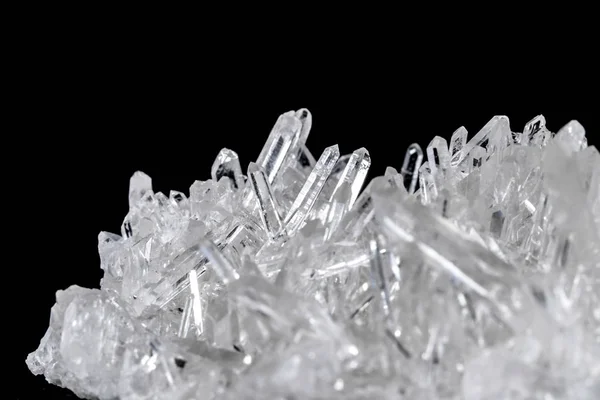 Rhinestone Piedra Mineral Macro Cristales Sobre Fondo Negro Cerca —  Fotos de Stock