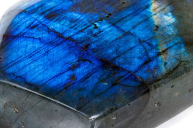 Makro mineral taş Labrador beyaz arka plan üzerinde kapat